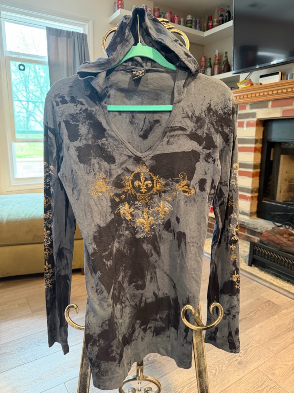 Sledge USA Navy & Blue Tie-Dye Hooded Long Sleeve with Gold Logo